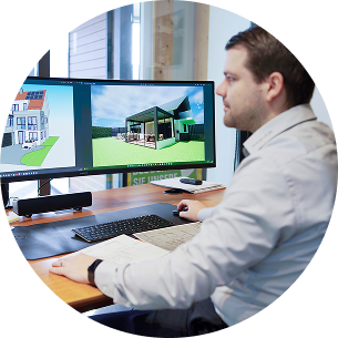 Mit einer realistischen 3D-Zeichnung planen wir, wie Ihr Lamellendach aussehen könnte - VIL Bausysteme