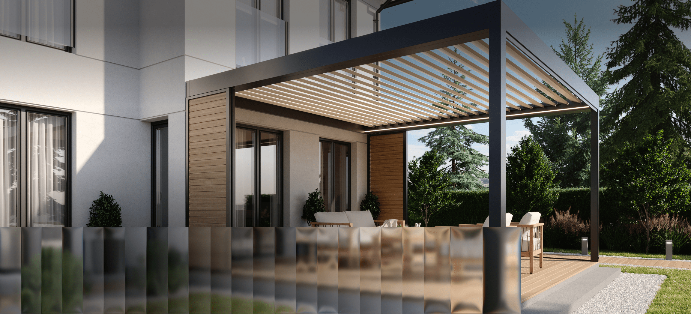 So könnte Ihre neue Terrassenüberdachung mit einem Lamellendach aussehen - VIL Bausysteme